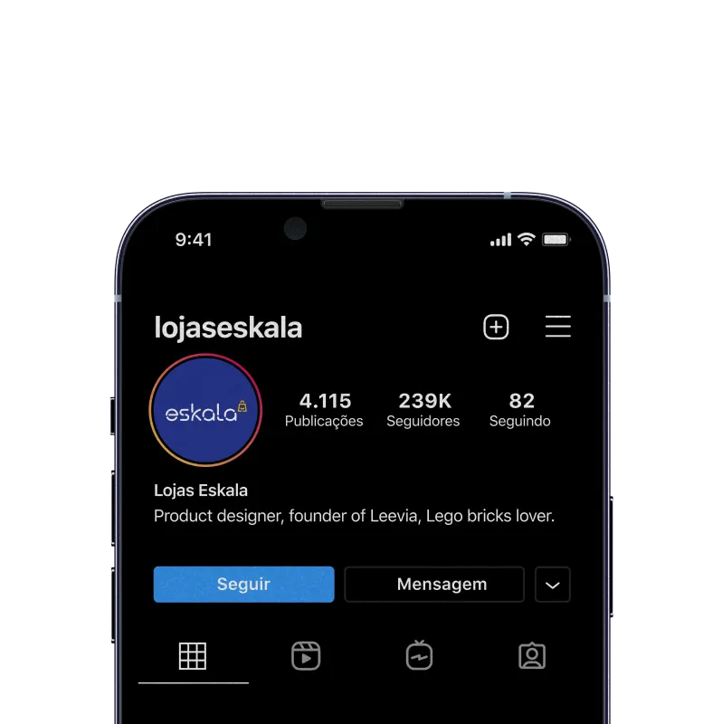 Phone with Eskala's Instagram open